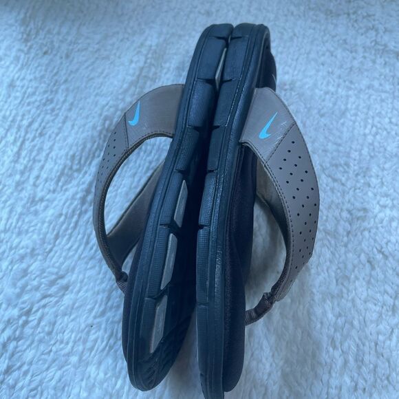 Nike Comfort Cushioned Footbed Khaki,brown & mint blue Thong Sandals SZ10 - Picture 6 of 10